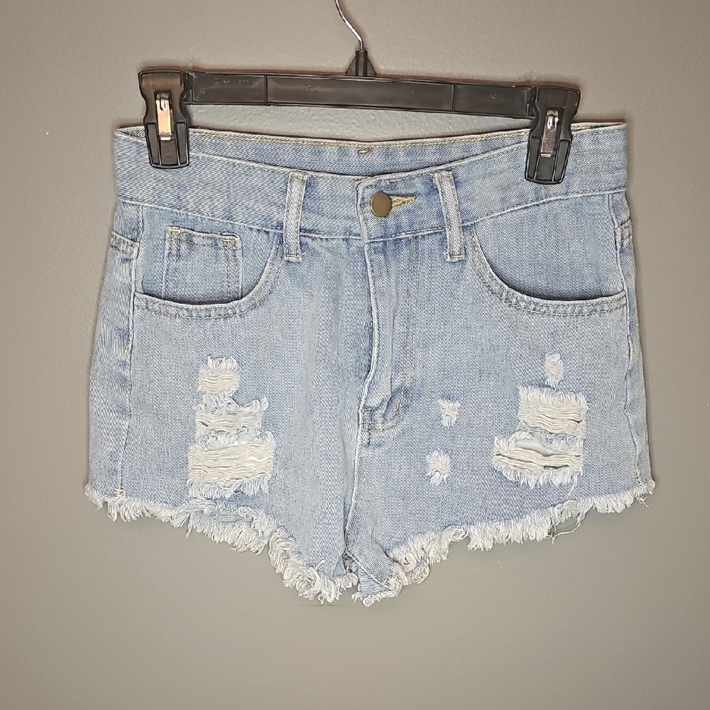 Source Unknown Light Blue Distressed Jean Shorts